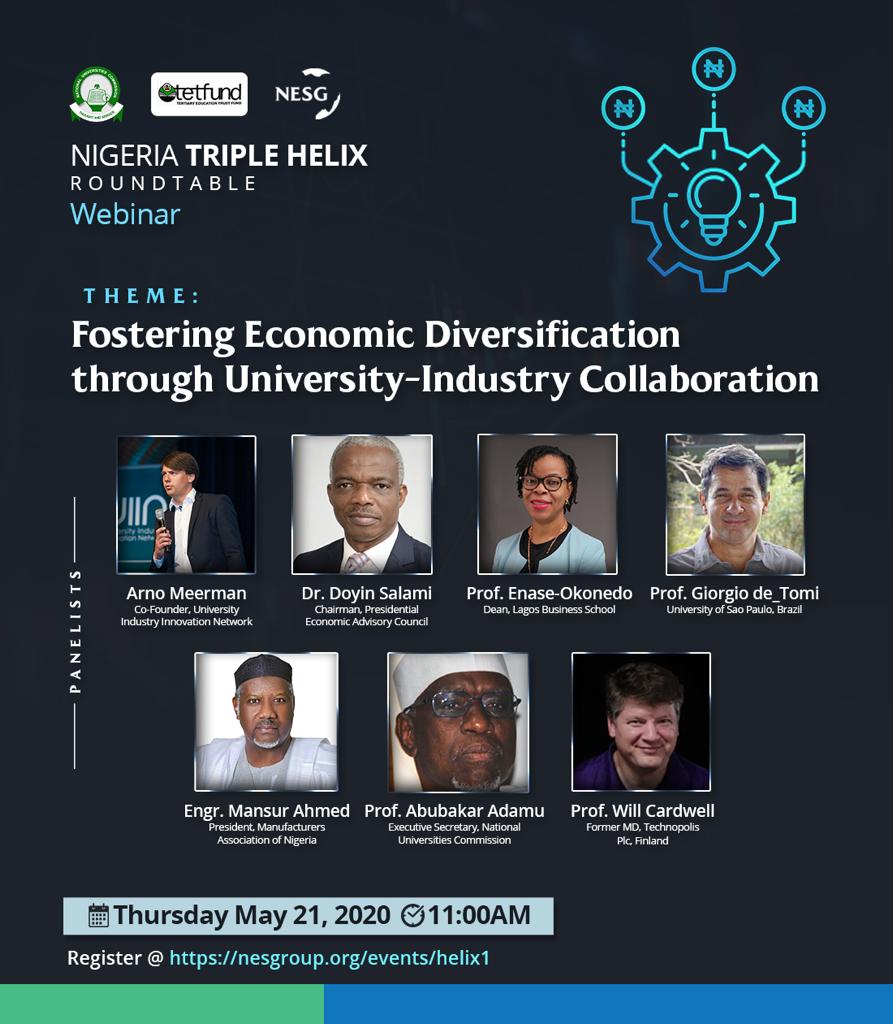 Nigeria Triple Helix Roundtable holds Webinar on fostering economic diversification through university-induced collaboration